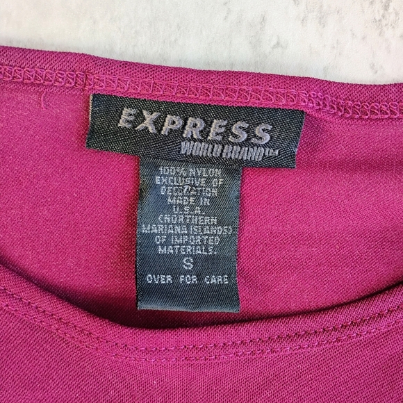 Vintage Express Top Womens Small Burgundy Y2K Floral Rhinestone Sheer Mesh - Picture 4 of 11